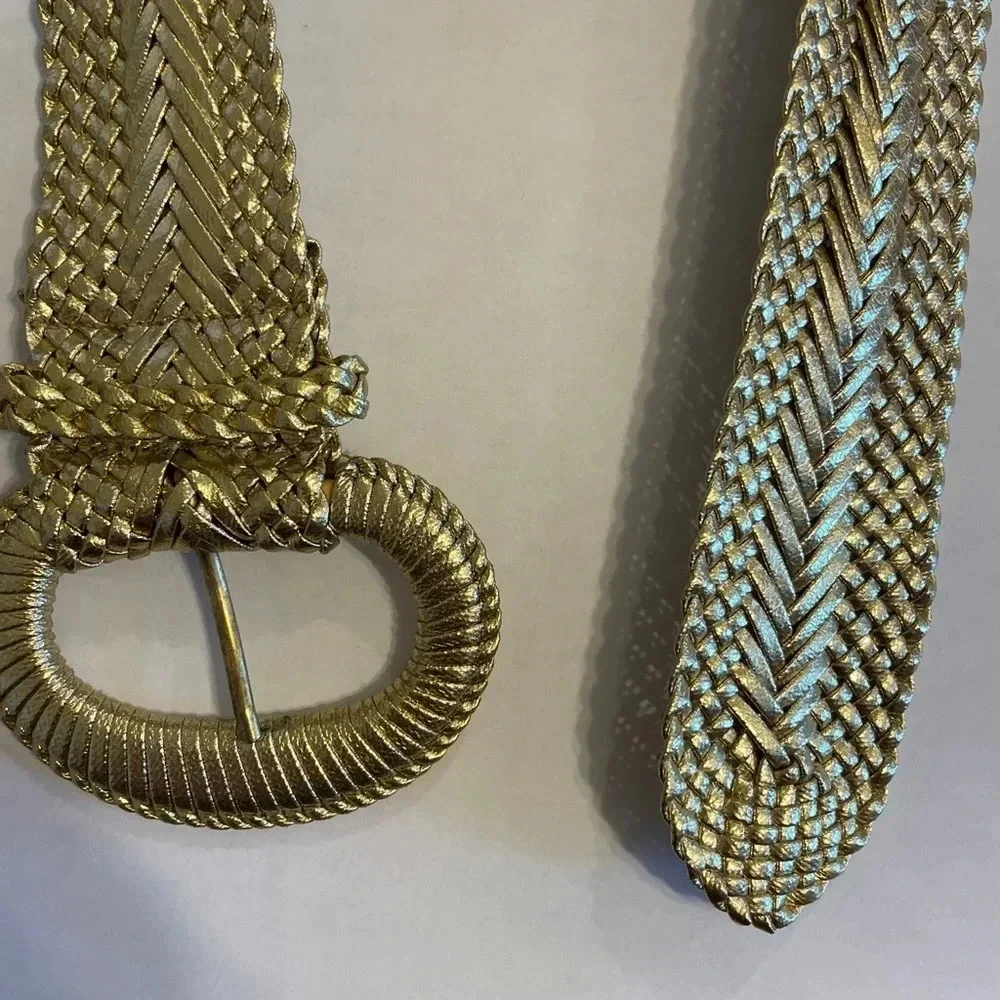 Gold 1 5/8” braided woven women’s belt